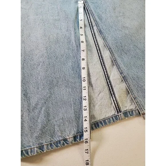 Abercrombie & Fitch High Rise Denim Skirt w/ Slit Size 32/14 Distressed Western - Picture 14 of 16